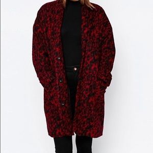 Gianni deep Red Leopard Coat